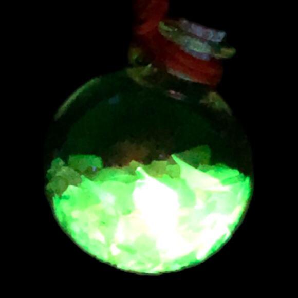 Uranium Glass Shard Globe Glowing Car Charm Suncatcher Wish Bottle Handmade - Picture 3 of 9